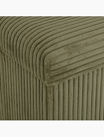 Puf plegable efecto terciopelo acanalado con almacenamiento integrado