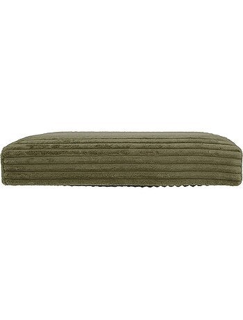 Puf plegable efecto terciopelo acanalado con almacenamiento integrado