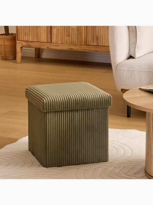 Puf plegable efecto terciopelo acanalado con almacenamiento integrado - Kiabi
