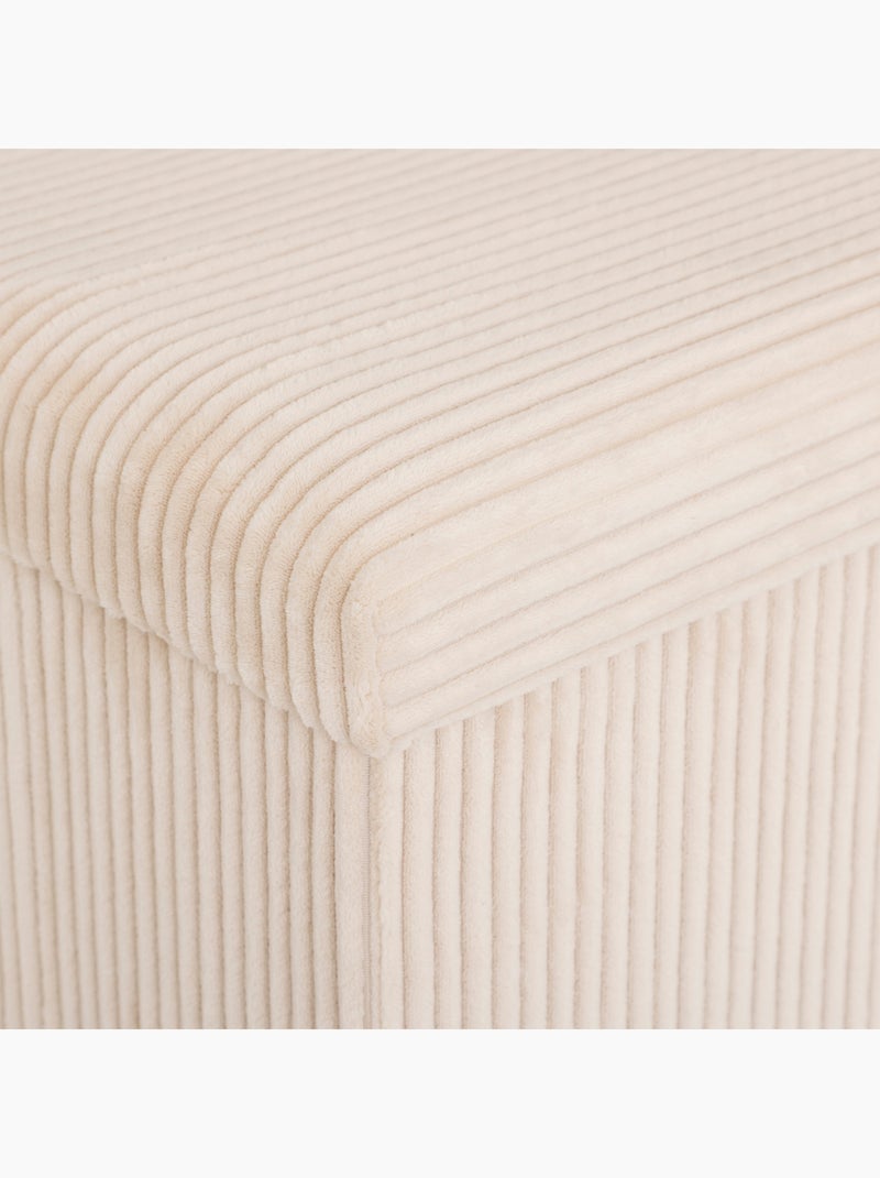 Puf plegable efecto terciopelo acanalado con almacenamiento integrado Crema - Kiabi
