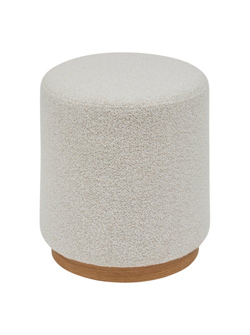 Puf redondo de tela bouclé con base de madera - Kiabi