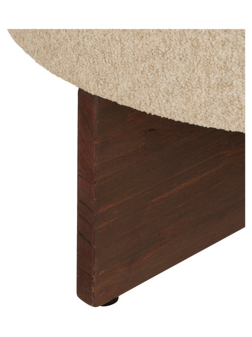 Puf redondo de tela bouclé con base de madera - Kiabi Puf redondo de tela bouclé con base de madera - Kiabi