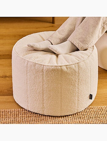 Puf reposapiés redondo milano de tejido bouclé - icon