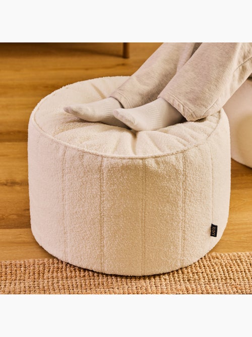Puf reposapiés redondo milano de tejido bouclé - icon - Kiabi