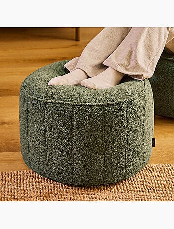 Puf reposapiés redondo milano de tejido bouclé - icon