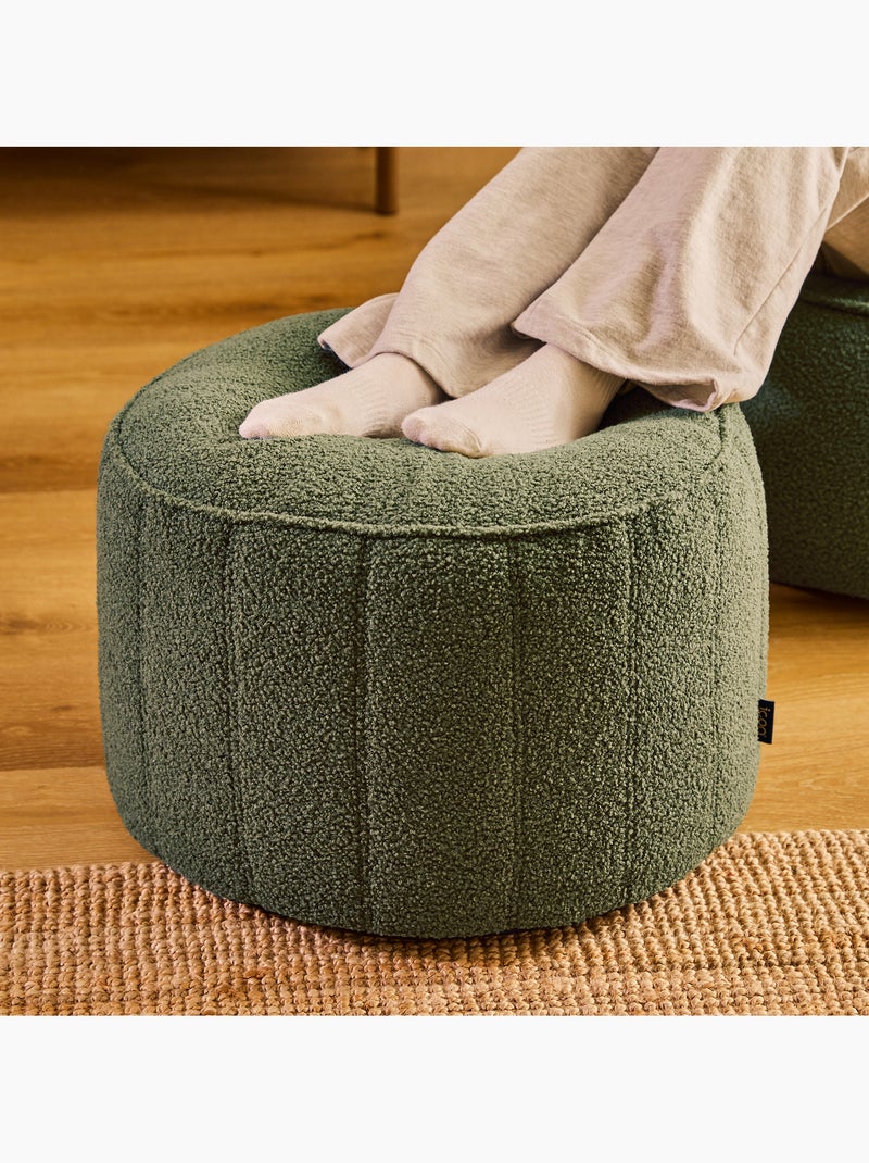 Puf reposapiés redondo milano de tejido bouclé - icon Verde oliva - Kiabi