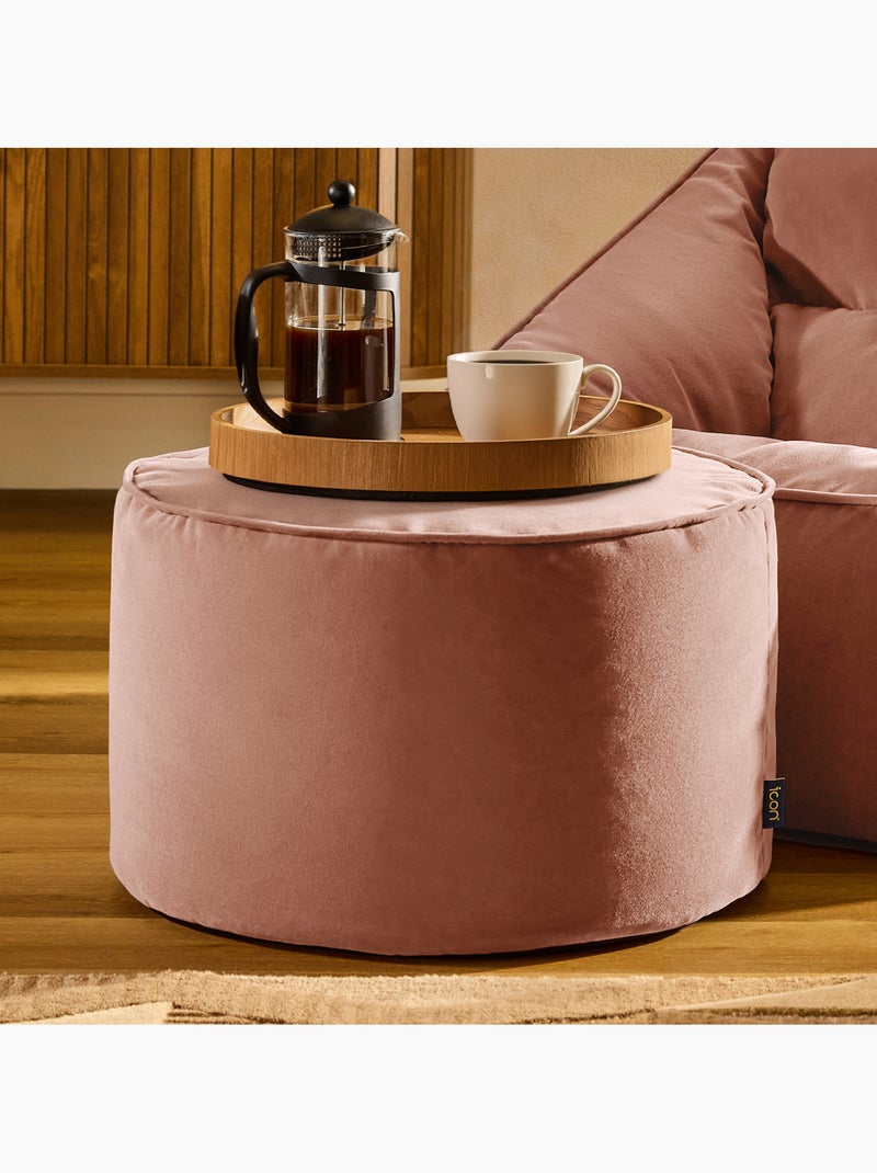 Puf reposapiés redondo milano de terciopelo mate - icon Rosa claro - Kiabi