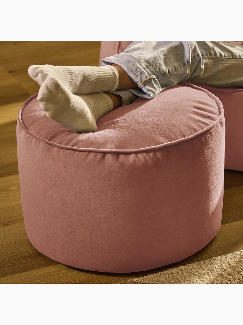 Puf reposapiés redondo milano de terciopelo mate - icon Rosa claro - Kiabi