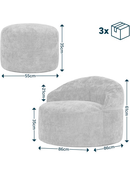 Puf sillón auxiliar decorativo orb con reposapiés redondo de tejido chenilla texturizada - icon - Kiabi