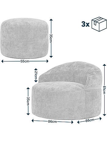 Puf sillón auxiliar decorativo orb con reposapiés redondo de tejido chenilla texturizada - icon