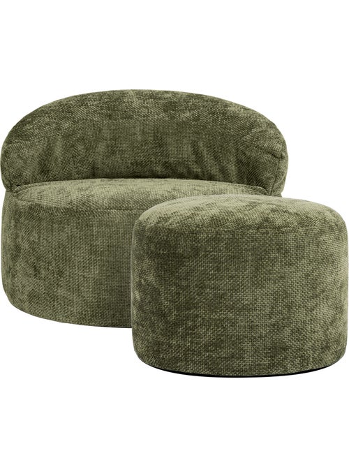 Puf sillón auxiliar decorativo orb con reposapiés redondo de tejido chenilla texturizada - icon - Kiabi