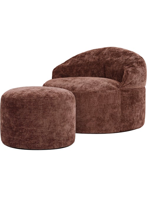 Puf sillón auxiliar decorativo orb con reposapiés redondo de tejido chenilla texturizada - icon - Kiabi