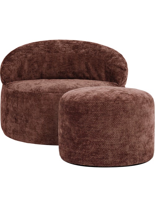 Puf sillón auxiliar decorativo orb con reposapiés redondo de tejido chenilla texturizada - icon - Kiabi