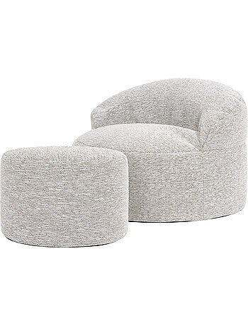 Puf sillón auxiliar decorativo orb con reposapiés redondo milano de tejido - icon