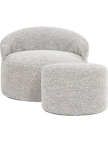 Puf sillón auxiliar decorativo orb con reposapiés redondo milano de tejido - icon