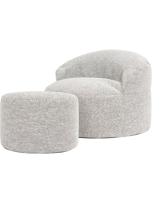 Puf sillón auxiliar decorativo orb con reposapiés redondo milano de tejido - icon - Kiabi