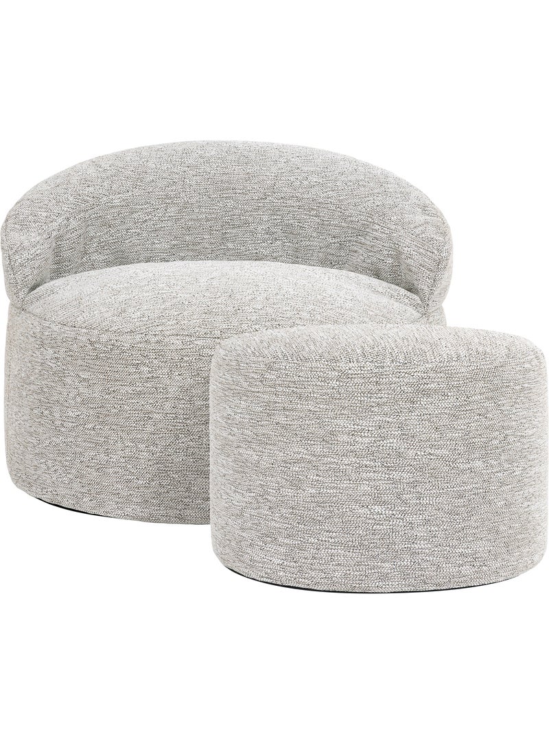 Puf sillón auxiliar decorativo orb con reposapiés redondo milano de tejido - icon Beige jaspeado - Kiabi