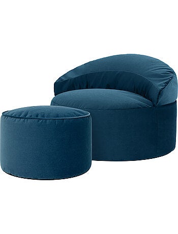 Puf sillón auxiliar decorativo orb con reposapiés redondo milano de terciopelo mate - icon