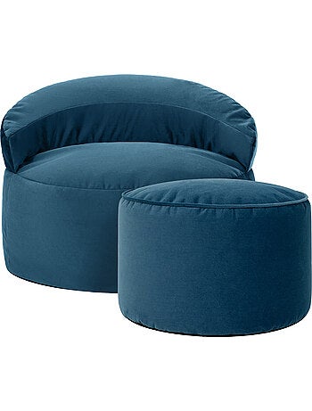 Puf sillón auxiliar decorativo orb con reposapiés redondo milano de terciopelo mate - icon