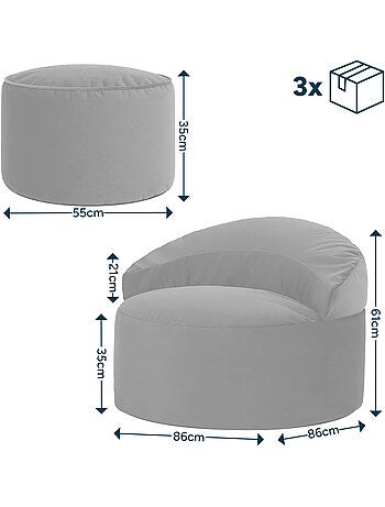Puf sillón auxiliar decorativo orb con reposapiés redondo milano de terciopelo mate - icon