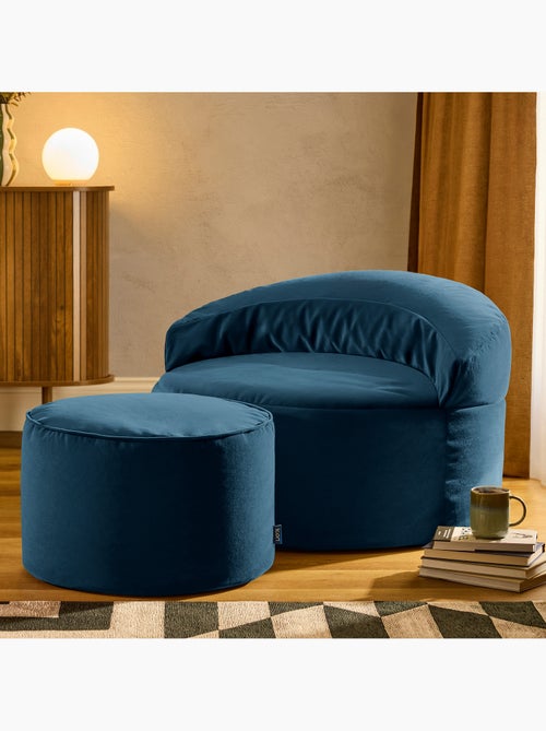 Puf sillón auxiliar decorativo orb con reposapiés redondo milano de terciopelo mate - icon - Kiabi
