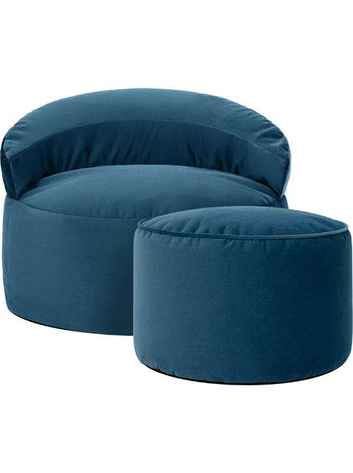Puf sillón auxiliar decorativo orb con reposapiés redondo milano de terciopelo mate - icon - Kiabi