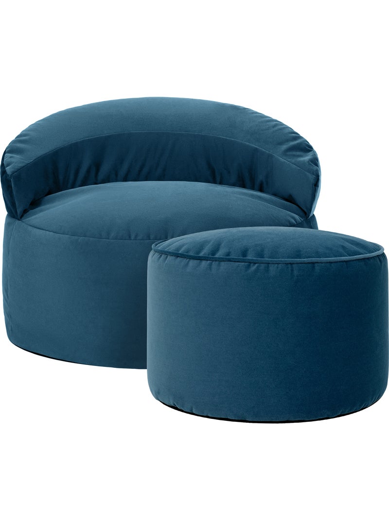 Puf sillón auxiliar decorativo orb con reposapiés redondo milano de terciopelo mate - icon Azul marino - Kiabi