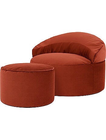 Puf sillón auxiliar decorativo orb con reposapiés redondo milano de terciopelo mate - icon