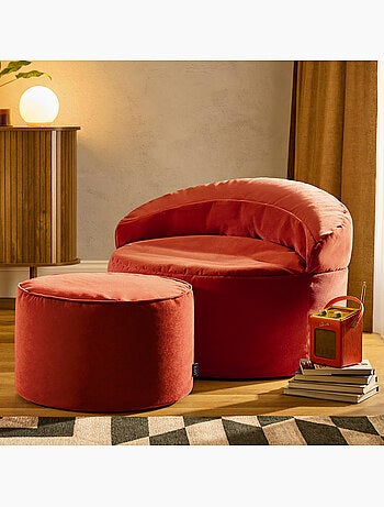 Puf sillón auxiliar decorativo orb con reposapiés redondo milano de terciopelo mate - icon