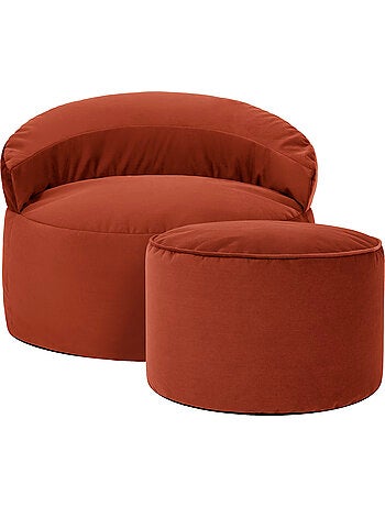 Puf sillón auxiliar decorativo orb con reposapiés redondo milano de terciopelo mate - icon