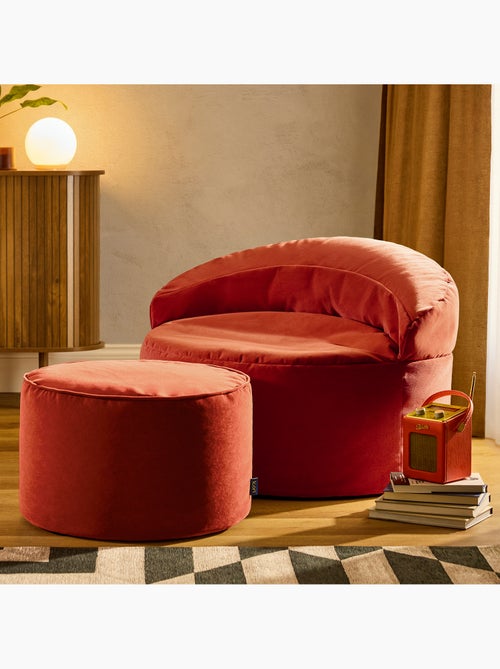 Puf sillón auxiliar decorativo orb con reposapiés redondo milano de terciopelo mate - icon - Kiabi