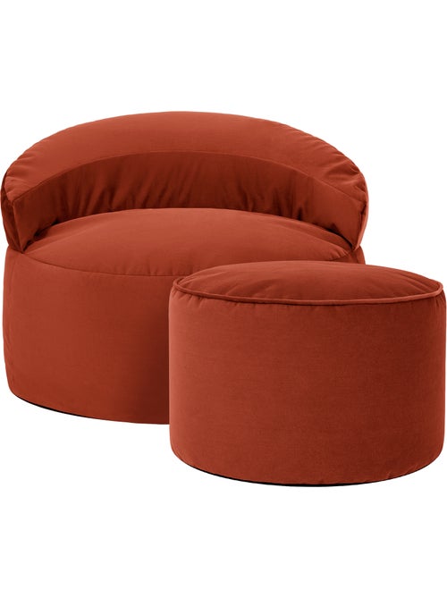 Puf sillón auxiliar decorativo orb con reposapiés redondo milano de terciopelo mate - icon - Kiabi