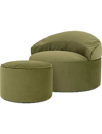 Puf sillón auxiliar decorativo orb con reposapiés redondo milano de terciopelo mate - icon