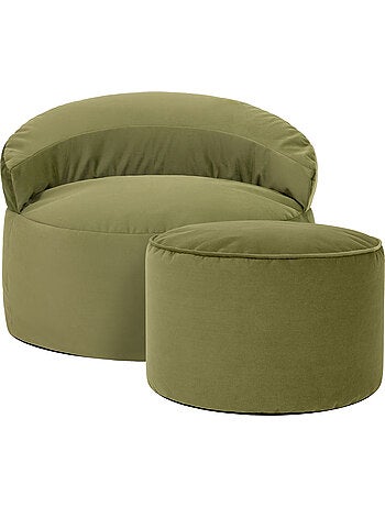 Puf sillón auxiliar decorativo orb con reposapiés redondo milano de terciopelo mate - icon