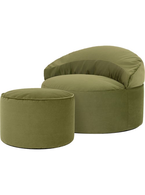 Puf sillón auxiliar decorativo orb con reposapiés redondo milano de terciopelo mate - icon - Kiabi