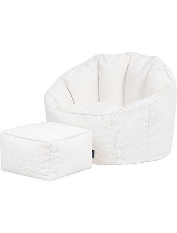 Puf sillón concha sirena con reposapiés cuadrado de tejido bouclé - icon