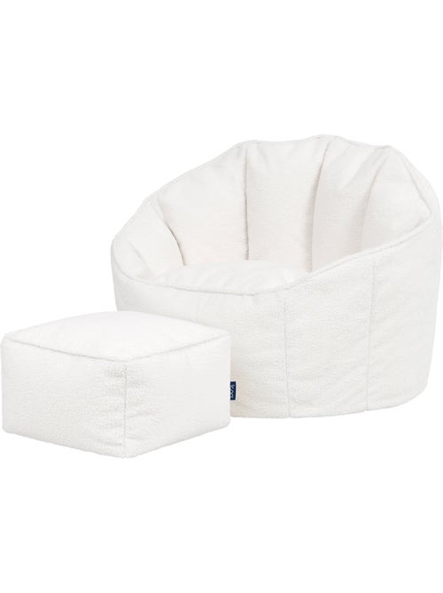 Puf sillón concha sirena con reposapiés cuadrado de tejido bouclé - icon - Kiabi