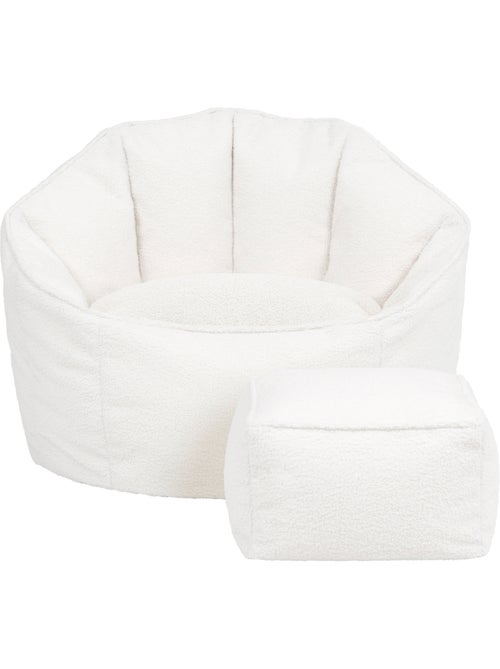 Puf sillón concha sirena con reposapiés cuadrado de tejido bouclé - icon - Kiabi