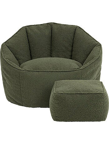Puf sillón concha sirena con reposapiés cuadrado de tejido bouclé - icon