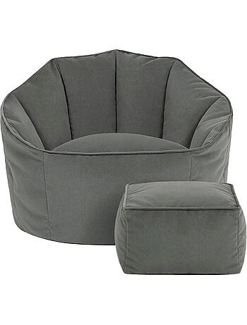 Puf sillón concha sirena con reposapiés cuadrado de terciopelo mate - icon