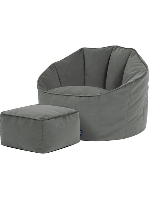 Puf sillón concha sirena con reposapiés cuadrado de terciopelo mate - icon - Kiabi