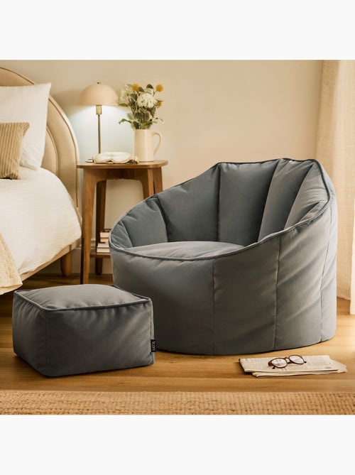 Puf sillón concha sirena con reposapiés cuadrado de terciopelo mate - icon - Kiabi