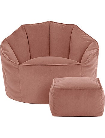 Puf sillón concha sirena con reposapiés cuadrado de terciopelo mate - icon