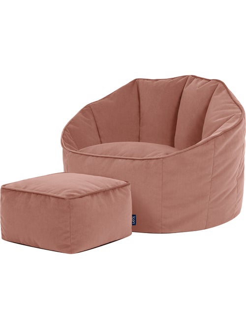 Puf sillón concha sirena con reposapiés cuadrado de terciopelo mate - icon - Kiabi