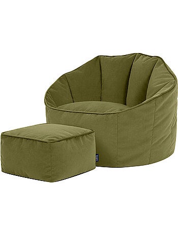 Puf sillón concha sirena con reposapiés cuadrado de terciopelo mate - icon