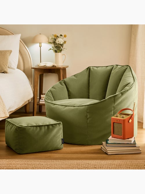 Puf sillón concha sirena con reposapiés cuadrado de terciopelo mate - icon - Kiabi