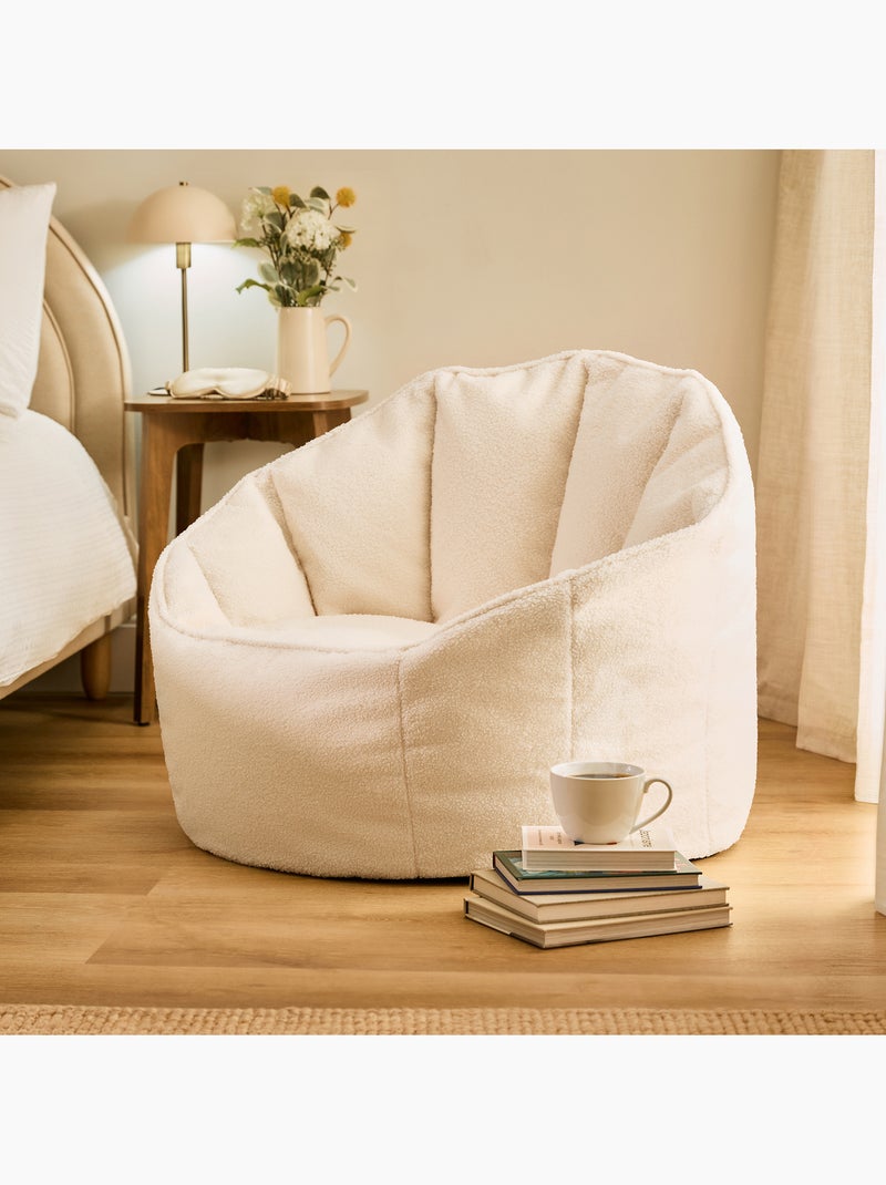 Puf sillón concha sirena de tejido bouclé - icon Marfil - Kiabi