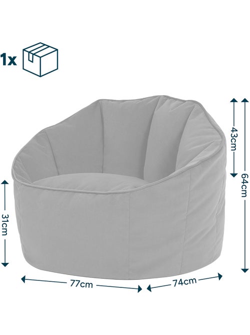 Puf sillón concha sirena de terciopelo mate - icon - Kiabi