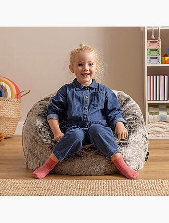 Puf sillón infantil clásico de piel sintética - icon