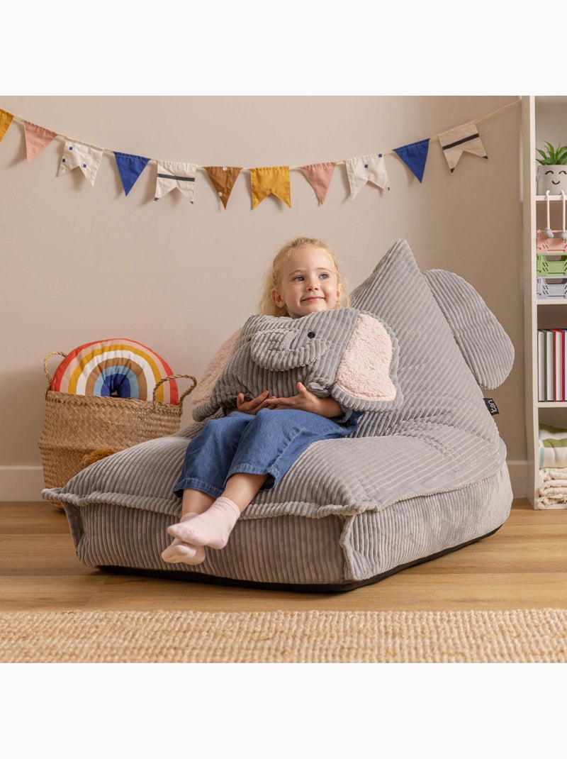 Puf sillón infantil con cojín a juego de pana - icon Gris claro - Kiabi